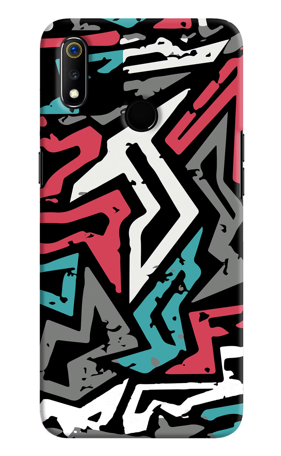 Geometric Graffiti Realme 3 Back Cover, Hard case
