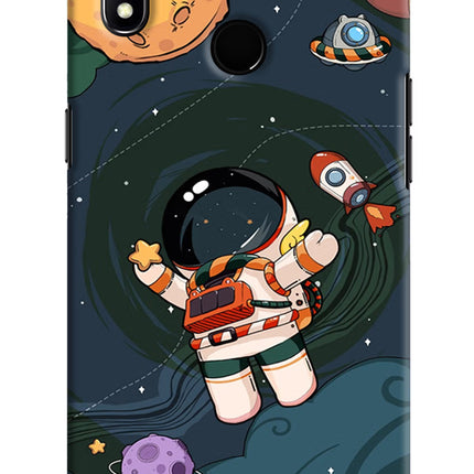 Cartoon Astronaut Realme 3 Hard Case Back Cover by Casekaro