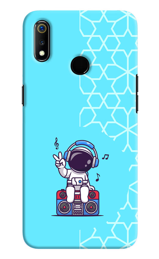 Cute Astronaut Chilling Realme 3 Hard Case Back Cover by Casekaro