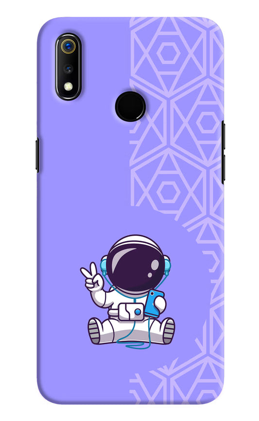 Cute Astronaut Chilling Realme 3 Hard Case Back Cover by Casekaro
