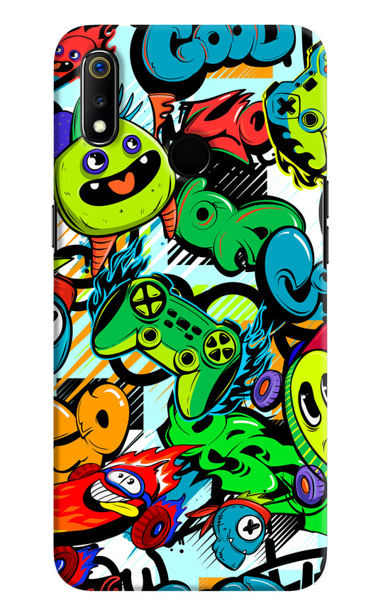 Game Doodle Realme 3 Hard Case Back Cover by Casekaro