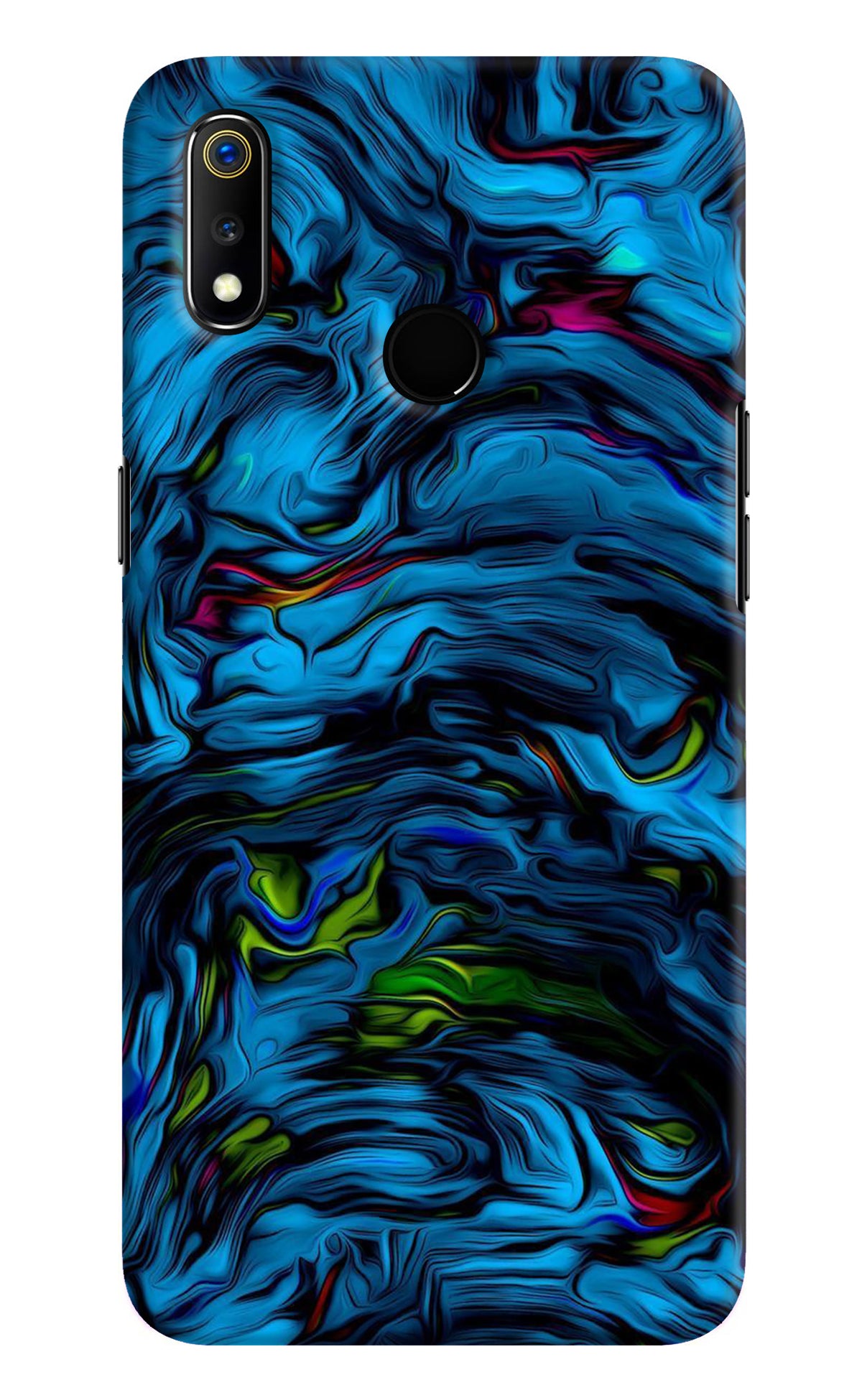 Dark Blue Abstract Realme 3 Back Cover