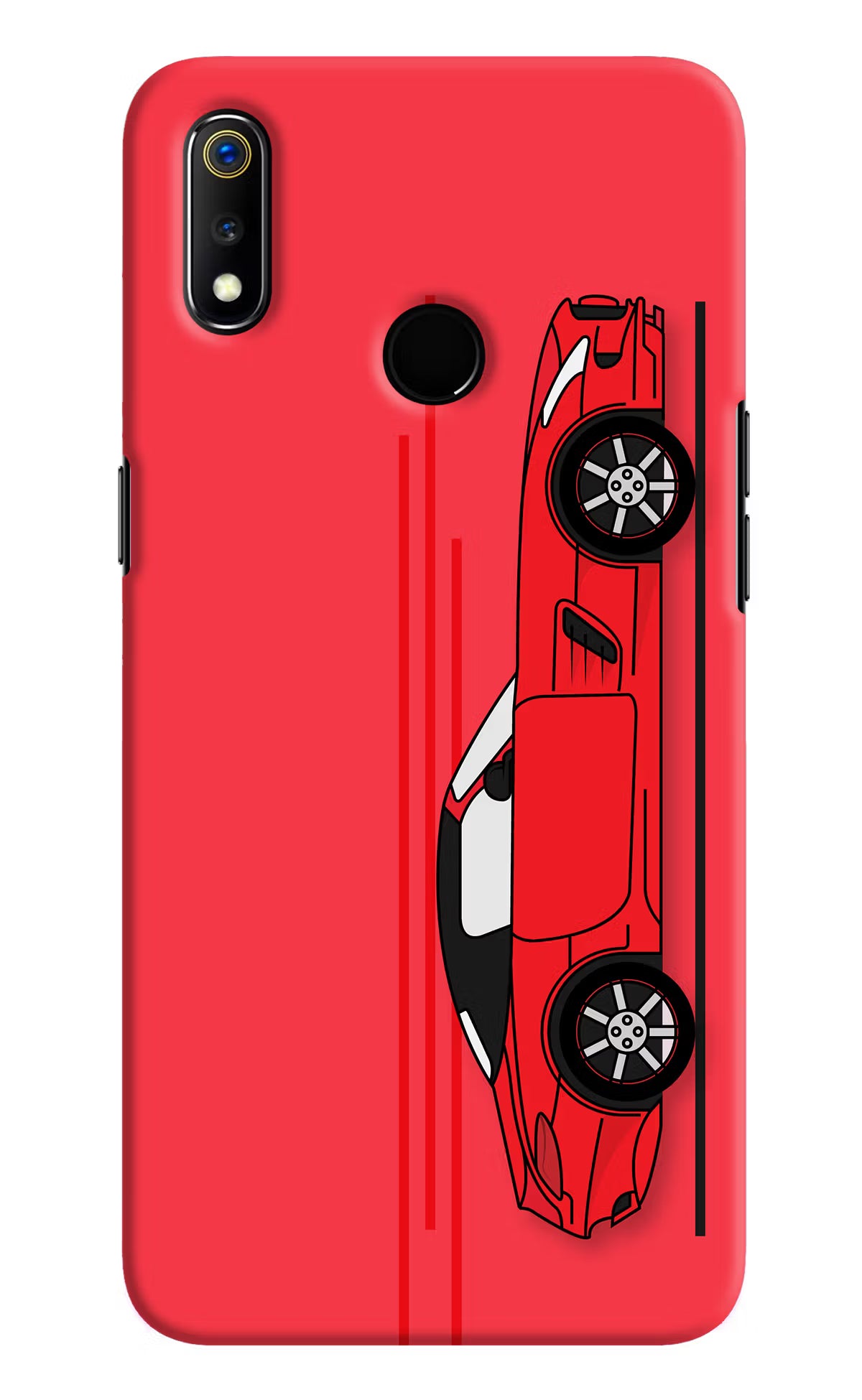 Red Velocity Realme 3 Hard Case Back Cover by Casekaro
