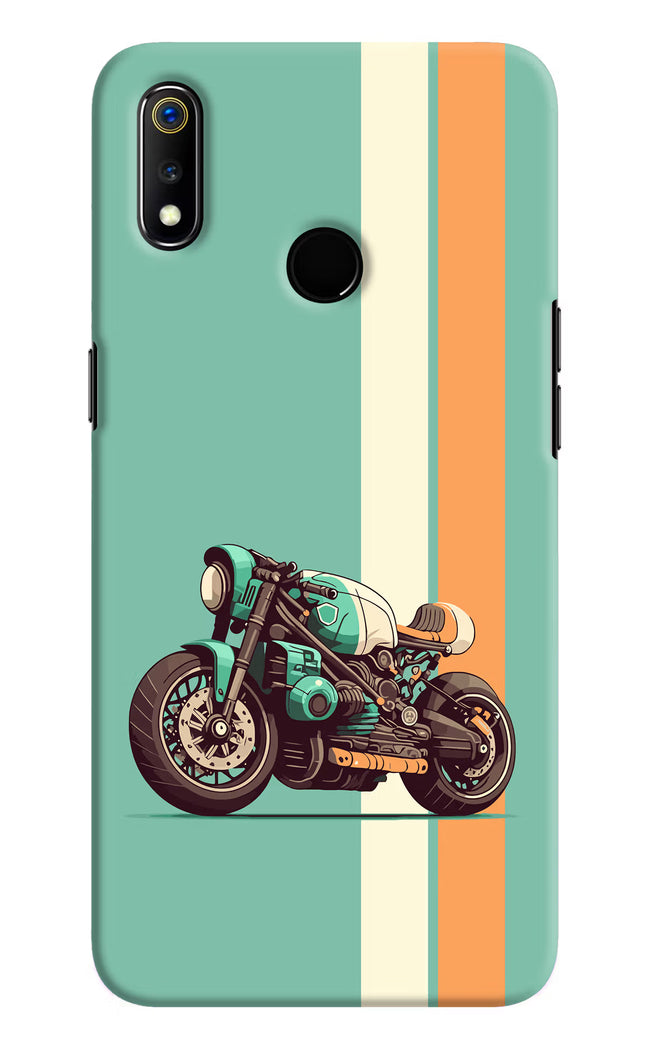 Striped Moto Drift Realme 3 Hard Case Back Cover by Casekaro