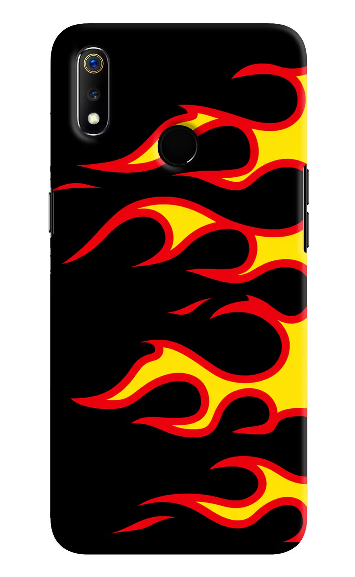 Side Sweep Flames Realme 3 Hard Case Back Cover by Casekaro