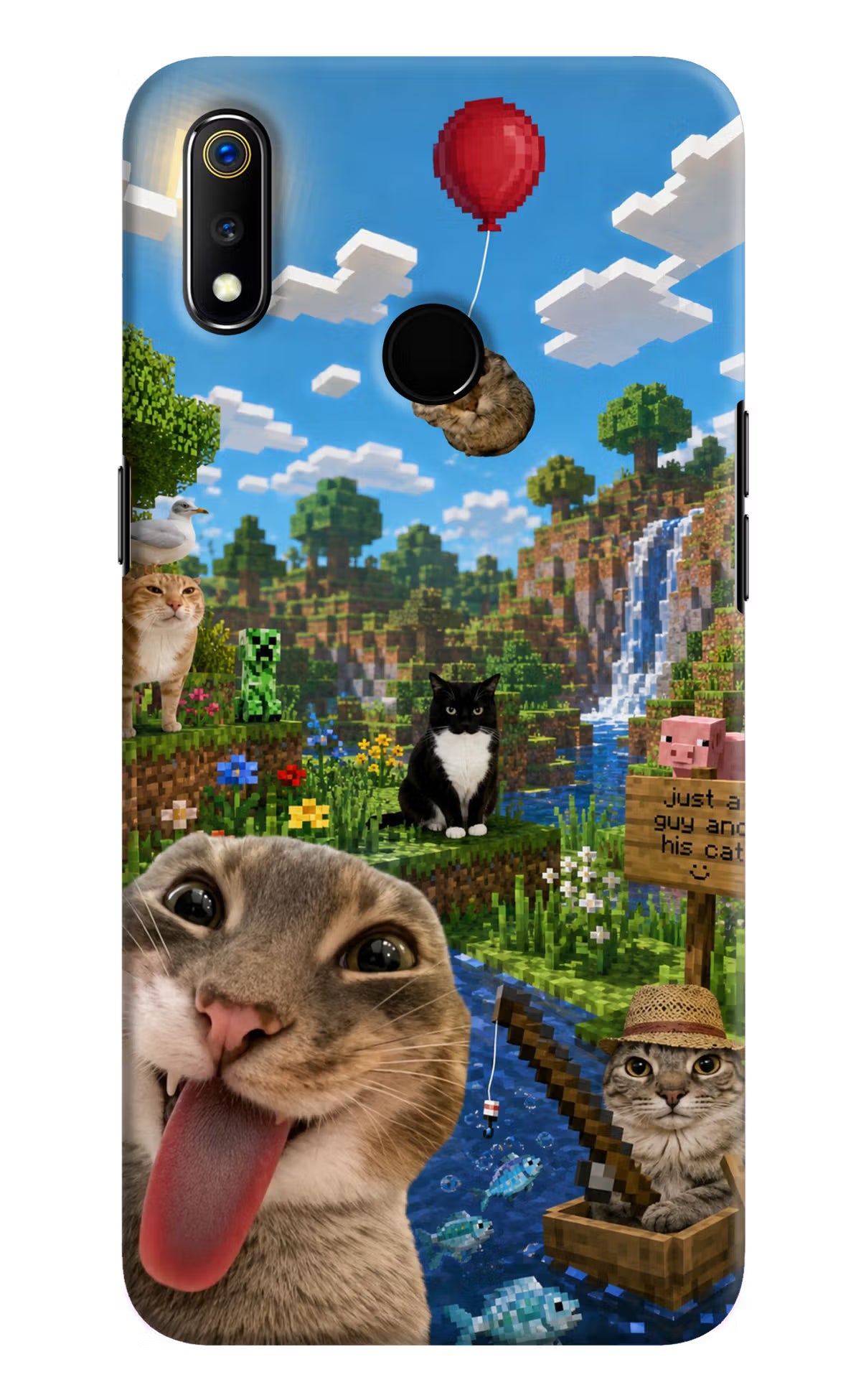 Minecraft Cat Chaos Realme 3 Back Cover