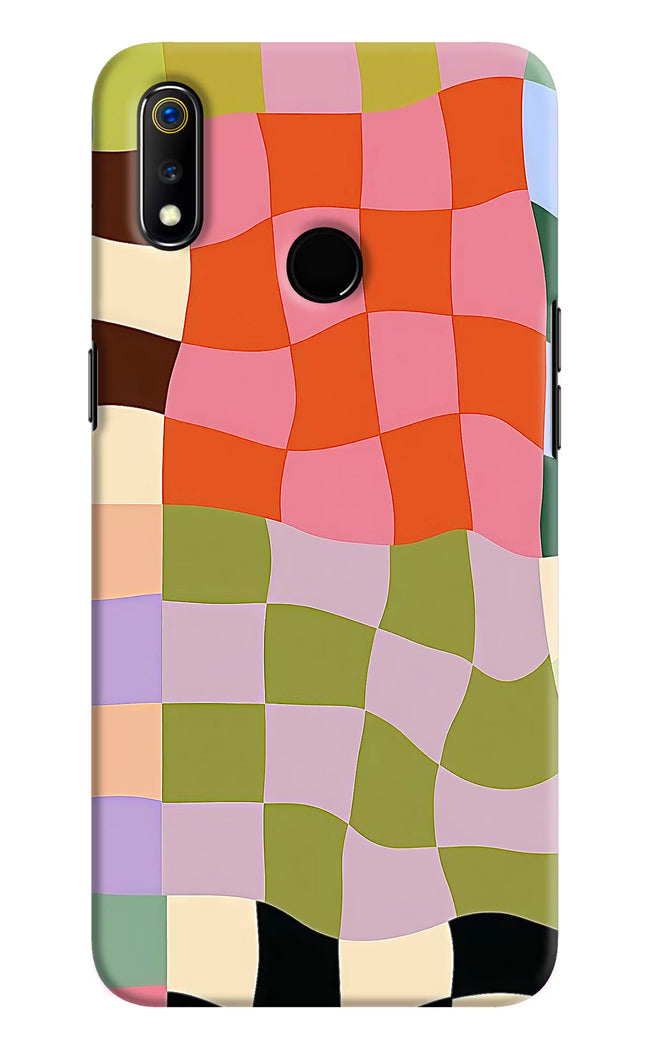 Wavy Grid Realme 3 Hard Case Back Cover by Casekaro