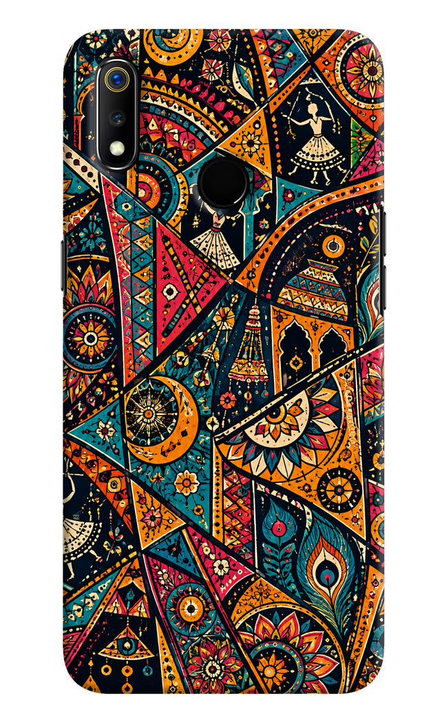 Folk Print Realme 3 Hard Case Back Cover by Casekaro