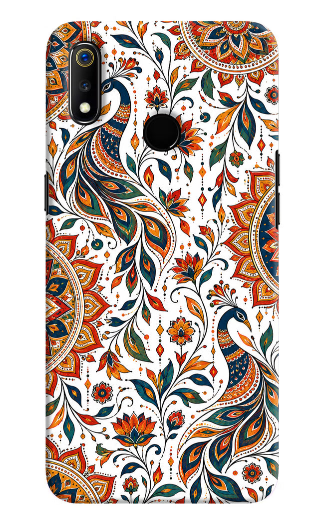 White Mayura Realme 3 Hard Case Back Cover by Casekaro
