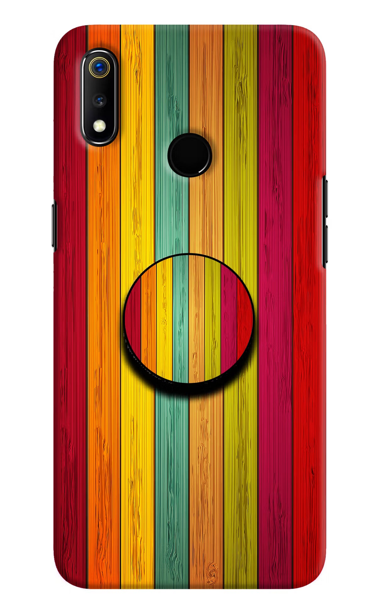 Multicolor Wooden Realme 3 Pop Case by Casekaro