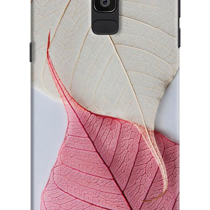 White Pink Leaf Samsung On8 2018 Hard Case Back Cover by Casekaro