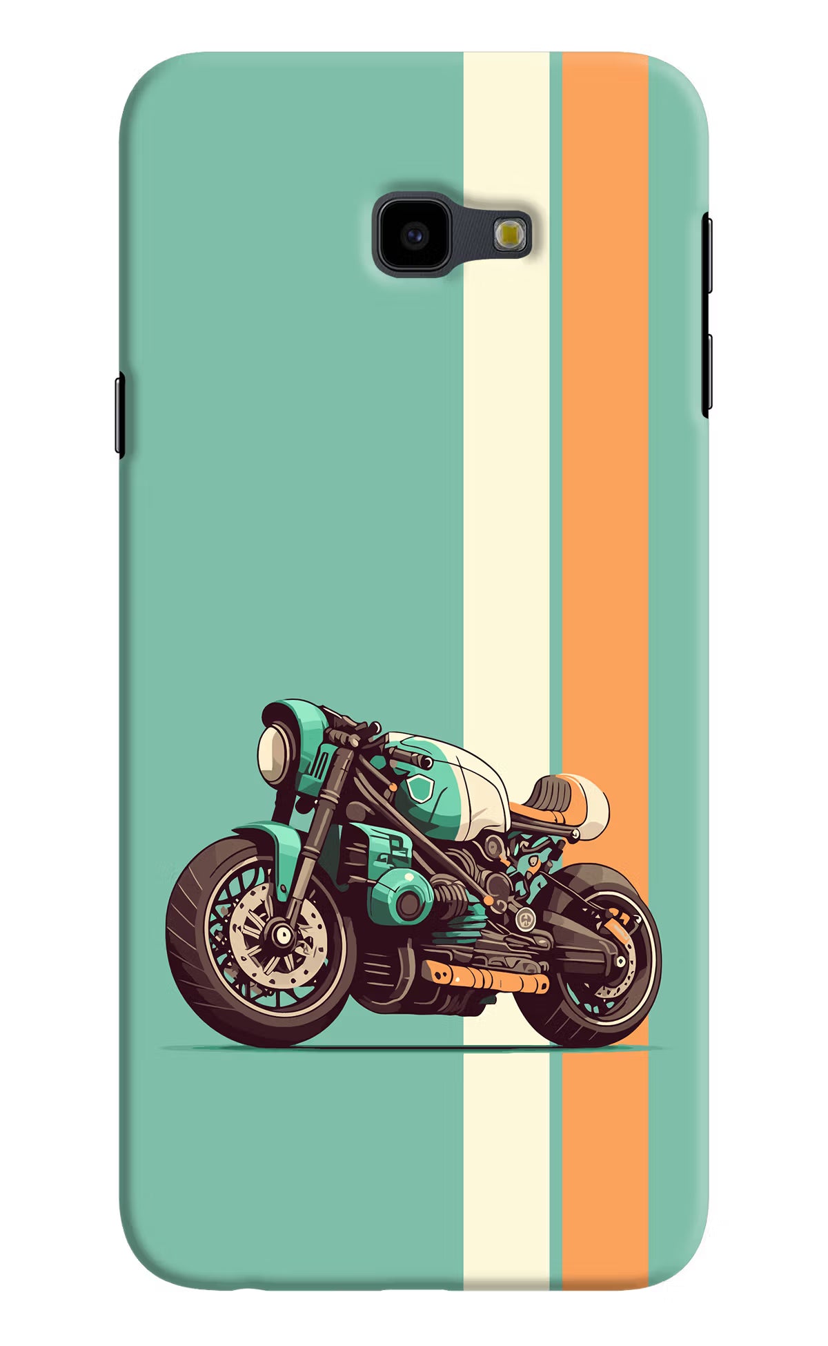 Striped Moto Drift Samsung J4 Plus Hard Case Back Cover by Casekaro