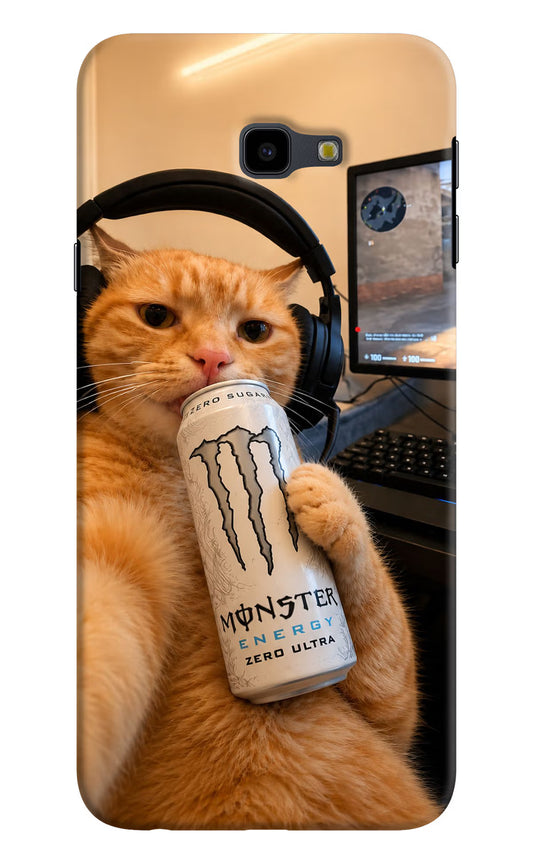 Gamer Cat Energy Samsung J4 Plus Hard Case Back Cover by Casekaro