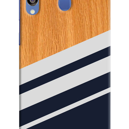 Blue and white wooden Samsung M30/A40s Hard Case Back Cover by Casekaro