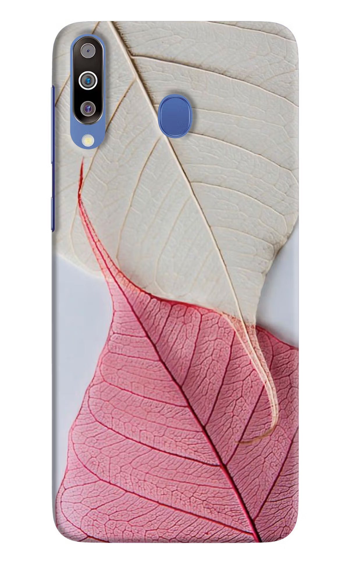 White Pink Leaf Samsung M30/A40s Hard Case Back Cover by Casekaro