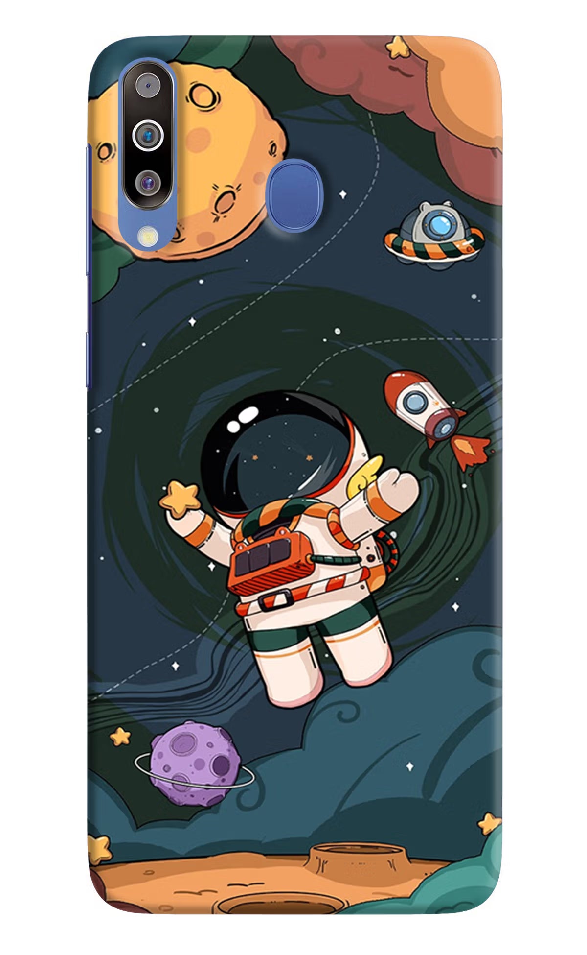 Cartoon Astronaut Samsung M30/A40s Hard Case Back Cover by Casekaro