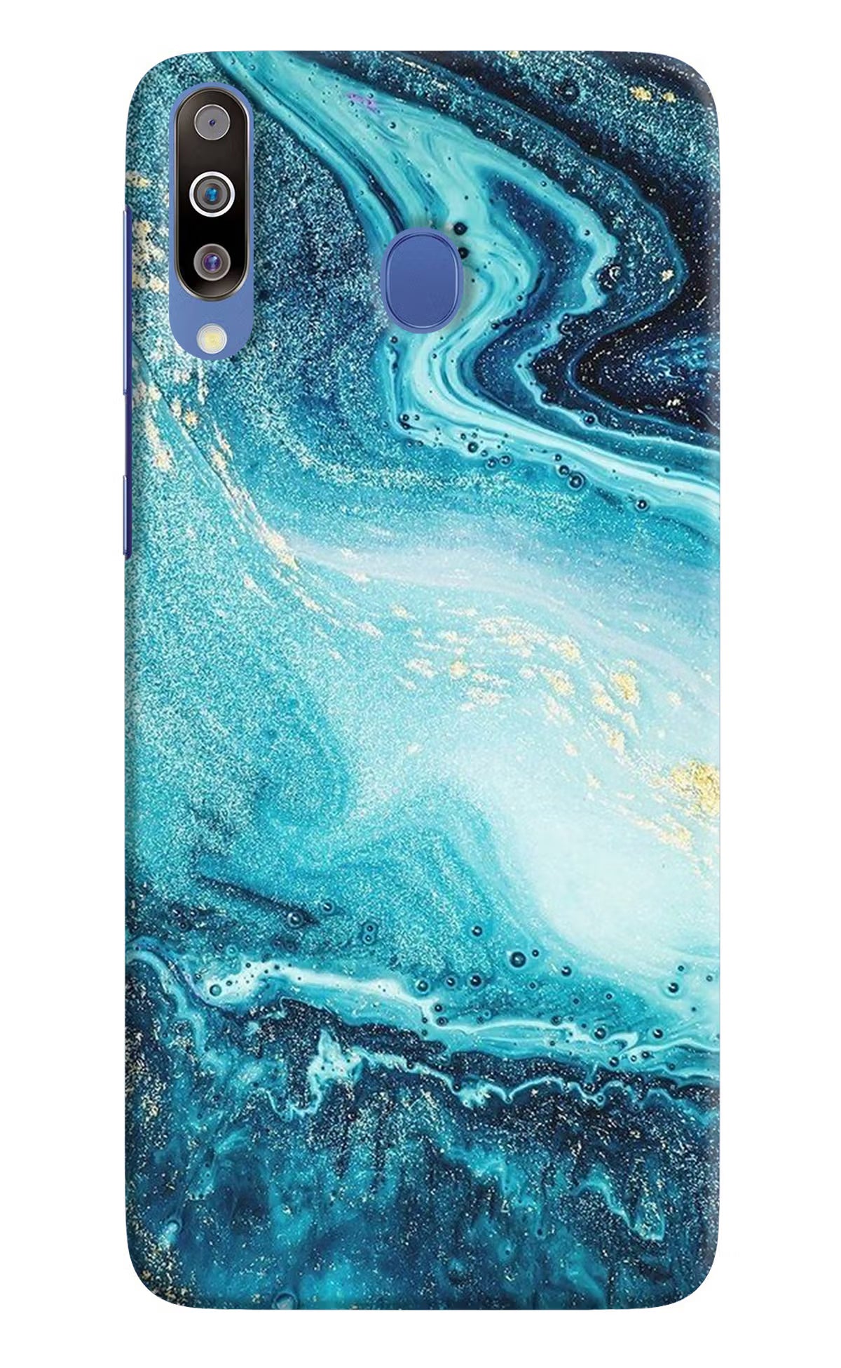 Blue Glitter Marble Samsung M30/A40s Hard Case Back Cover by Casekaro