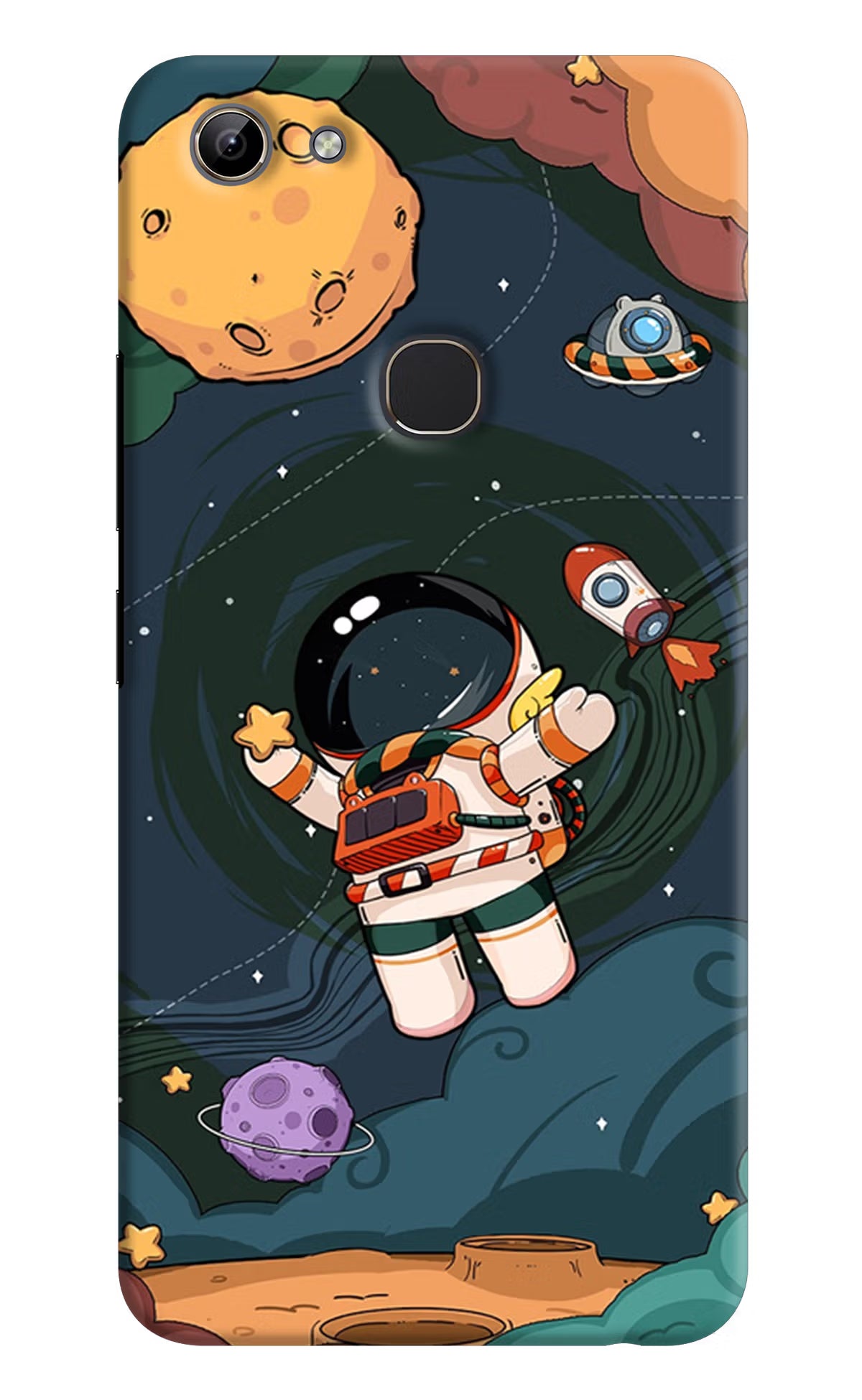 Cartoon Astronaut Vivo Y81 Hard Case Back Cover by Casekaro