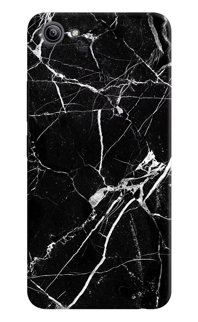 Black Marble Pattern Vivo Y81i Hard Case Back Cover by Casekaro