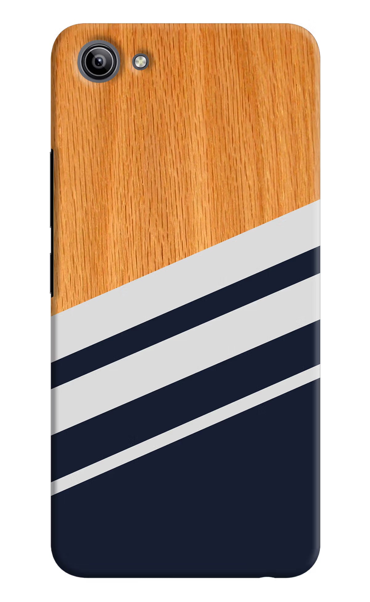 Blue and white wooden Vivo Y81i Hard Case Back Cover by Casekaro