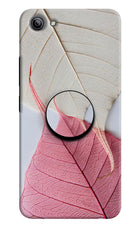 White Pink Leaf Vivo Y81i Pop Case by Casekaro