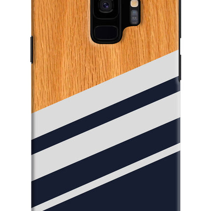 Blue and white wooden Samsung S9 Hard Case Back Cover by Casekaro