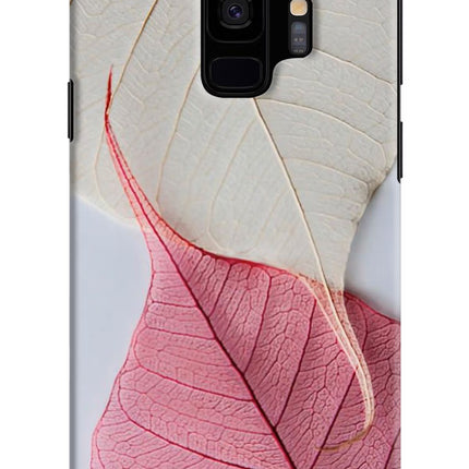 White Pink Leaf Samsung S9 Hard Case Back Cover by Casekaro