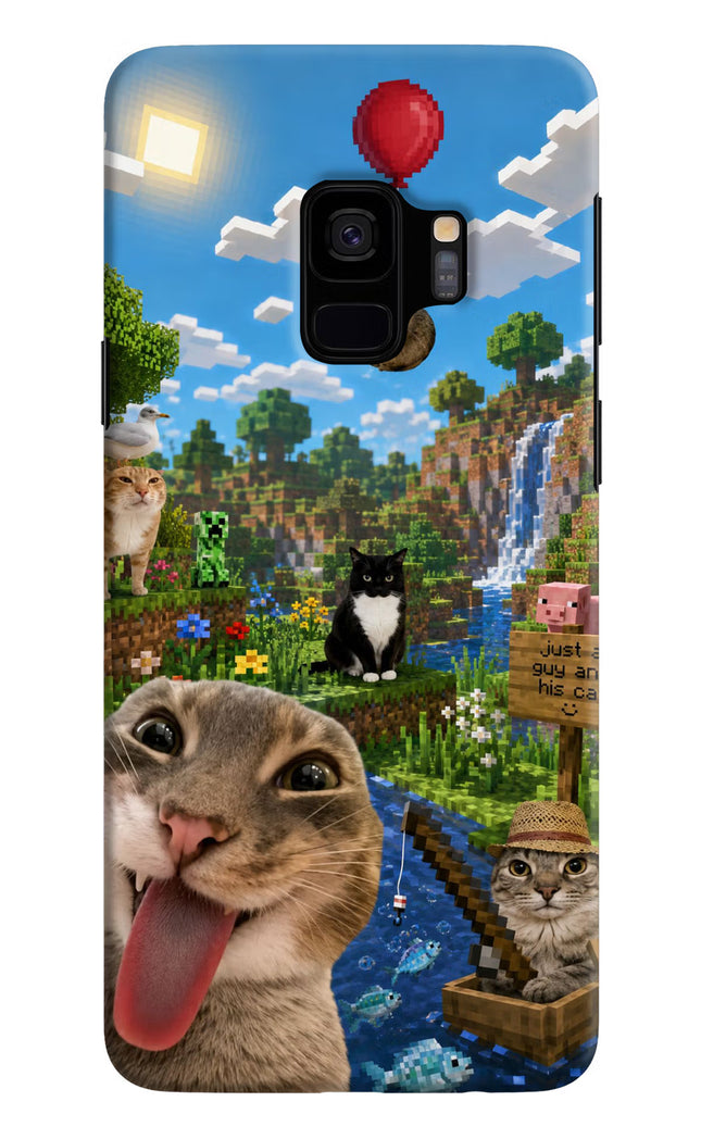 Minecraft Cat Chaos Samsung S9 Hard Case Back Cover by Casekaro