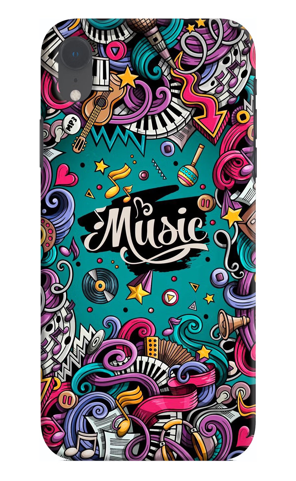 Music Graffiti iPhone XR Hard Case Back Cover by Casekaro