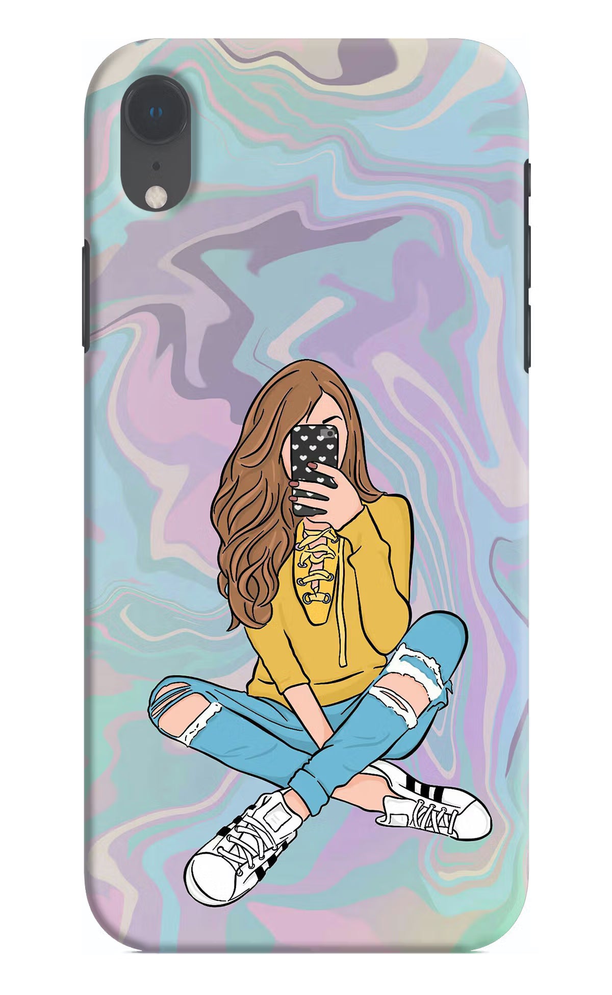 Selfie Girl iPhone XR Hard Case Back Cover by Casekaro