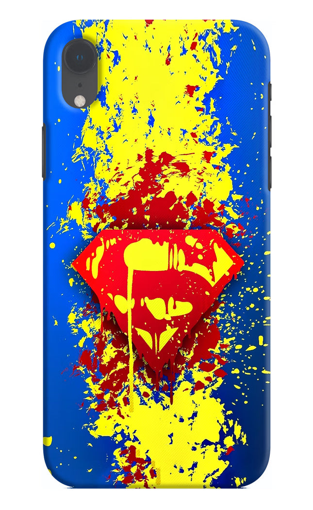 Superman logo iPhone XR Hard Case Back Cover by Casekaro