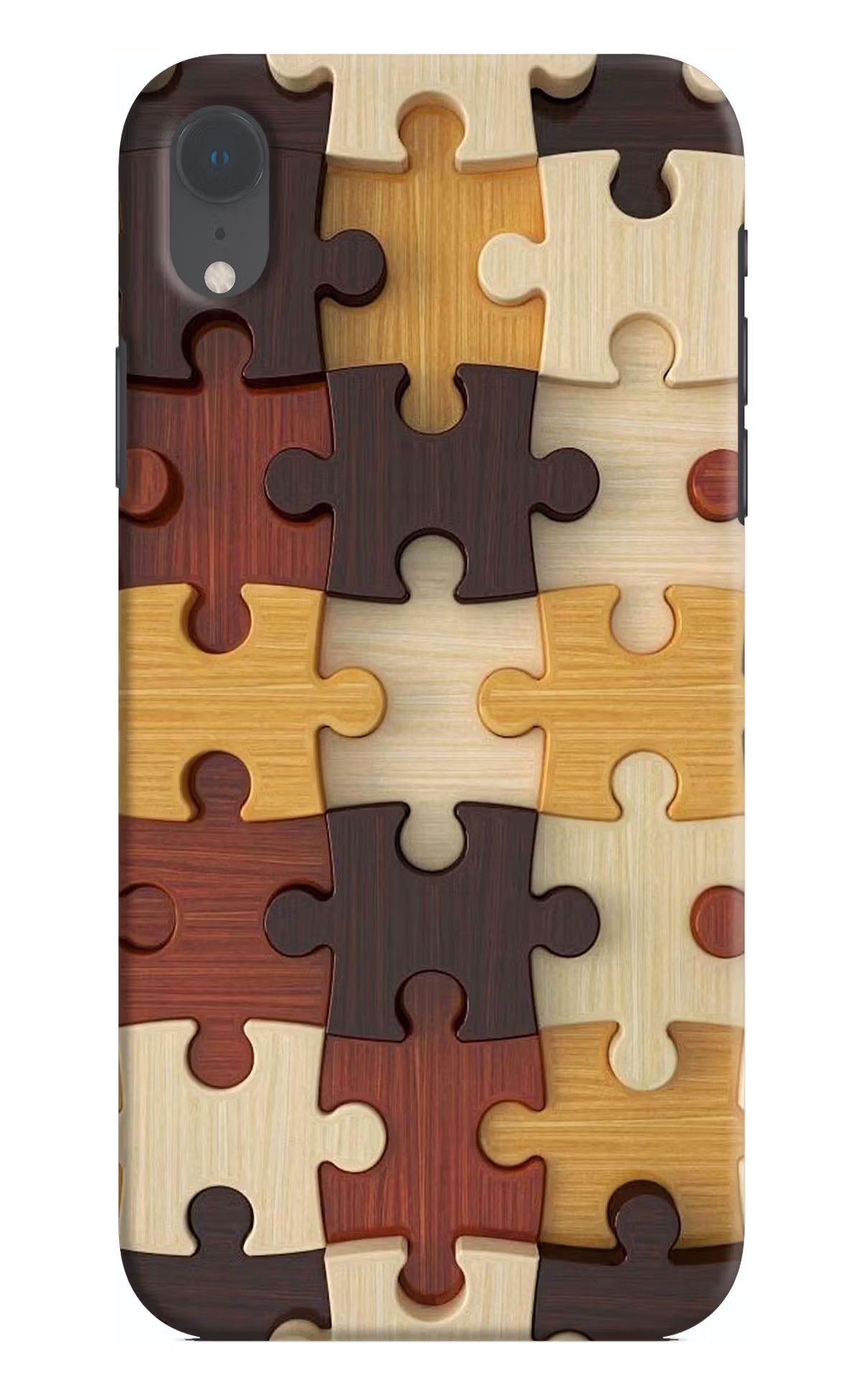 Wooden Puzzle iPhone XR Hard Case Back Cover by Casekaro