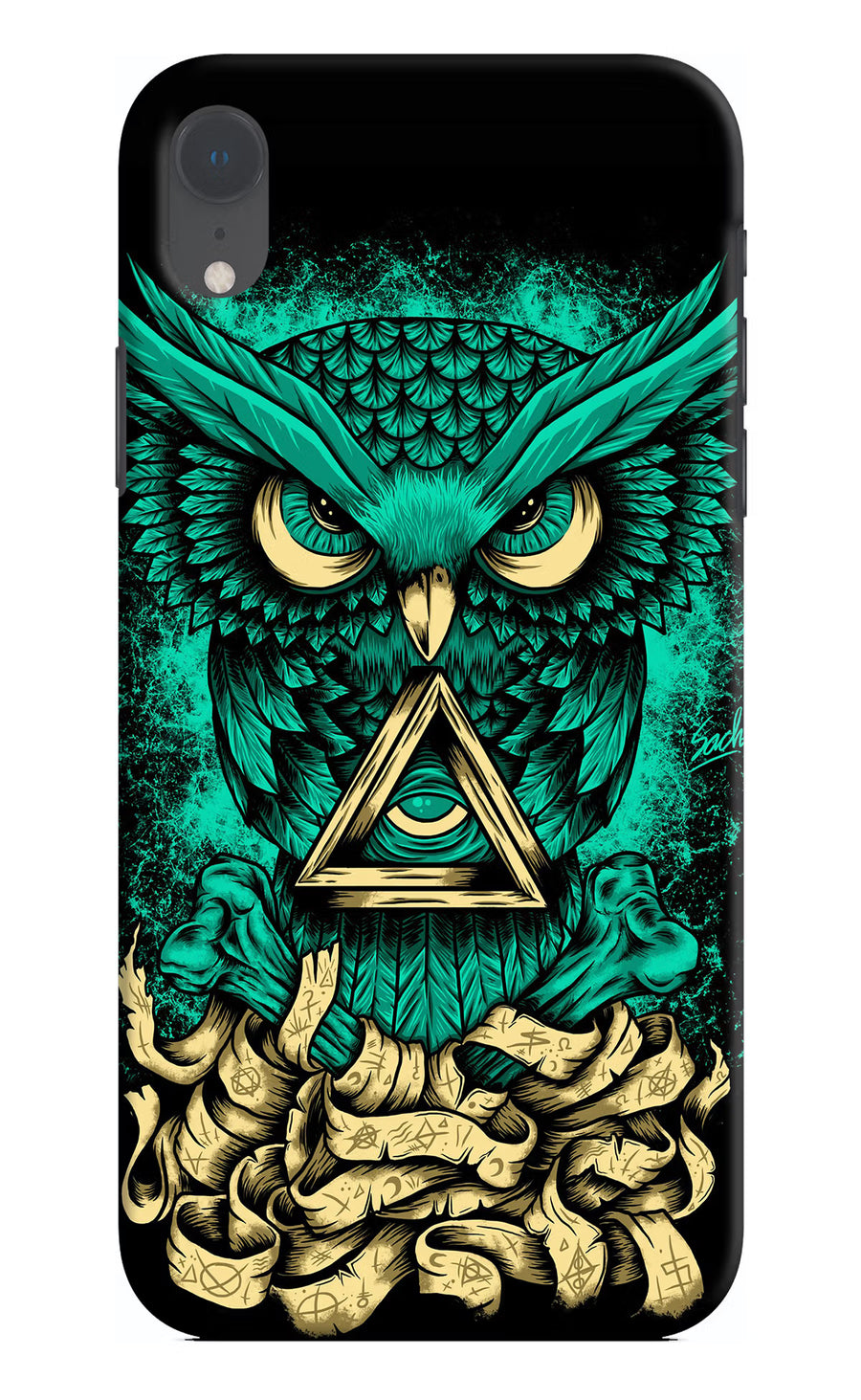 Green Owl iPhone XR Back Cover, Hard case