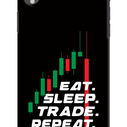 Eat Sleep Trade Repeat iPhone XR Hard Case Back Cover by Casekaro
