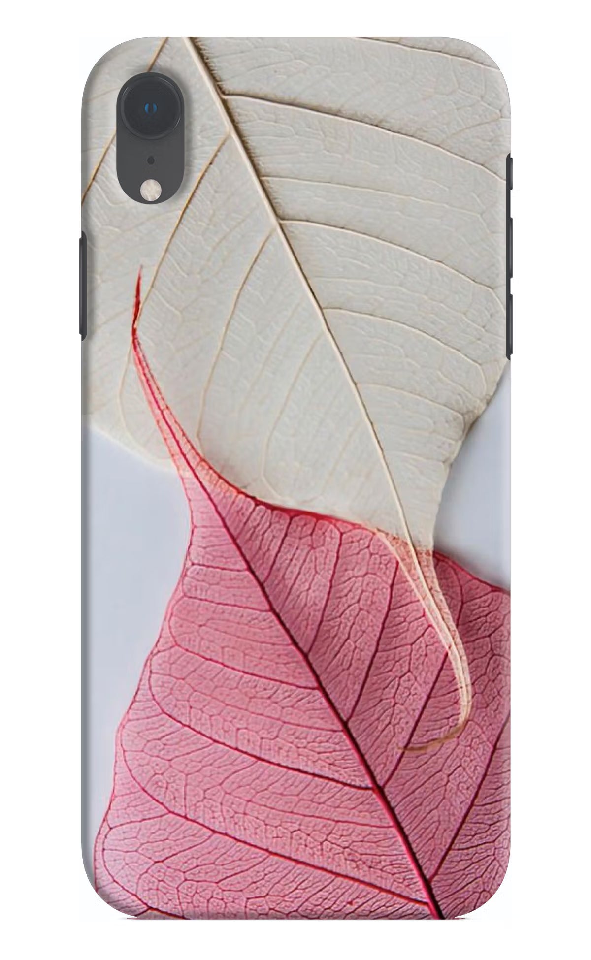 White Pink Leaf iPhone XR Hard Case Back Cover by Casekaro