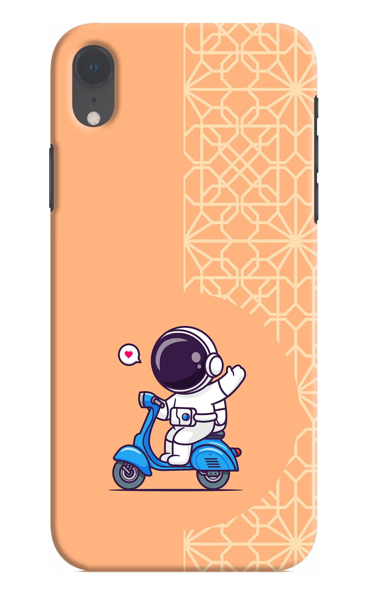 Cute Astronaut Riding iPhone XR Hard Case Back Cover by Casekaro