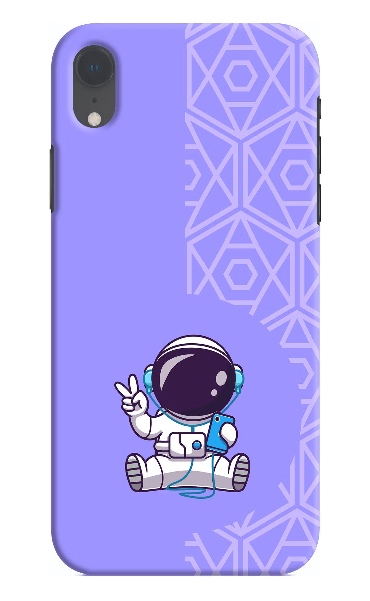 Cute Astronaut Chilling iPhone XR Hard Case Back Cover by Casekaro