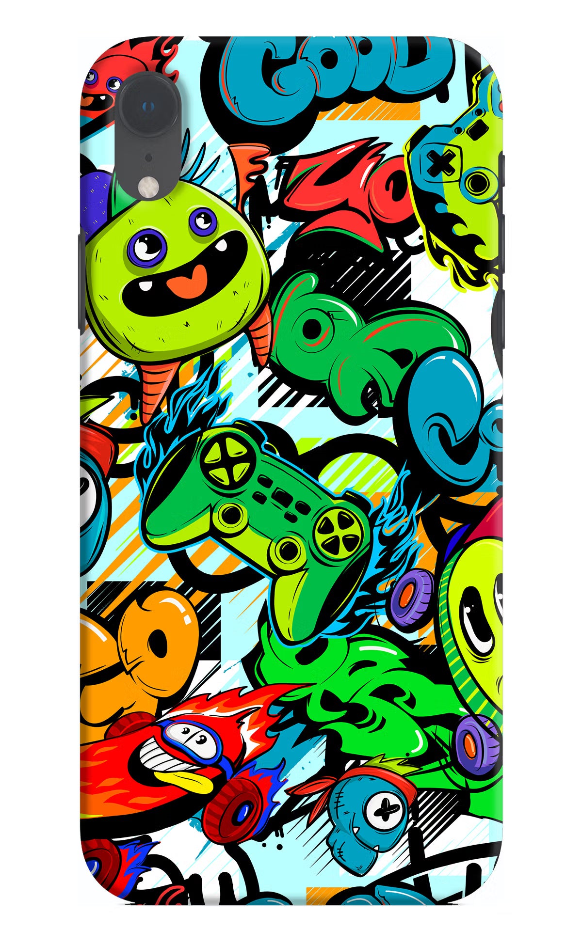 Game Doodle iPhone XR Hard Case Back Cover by Casekaro