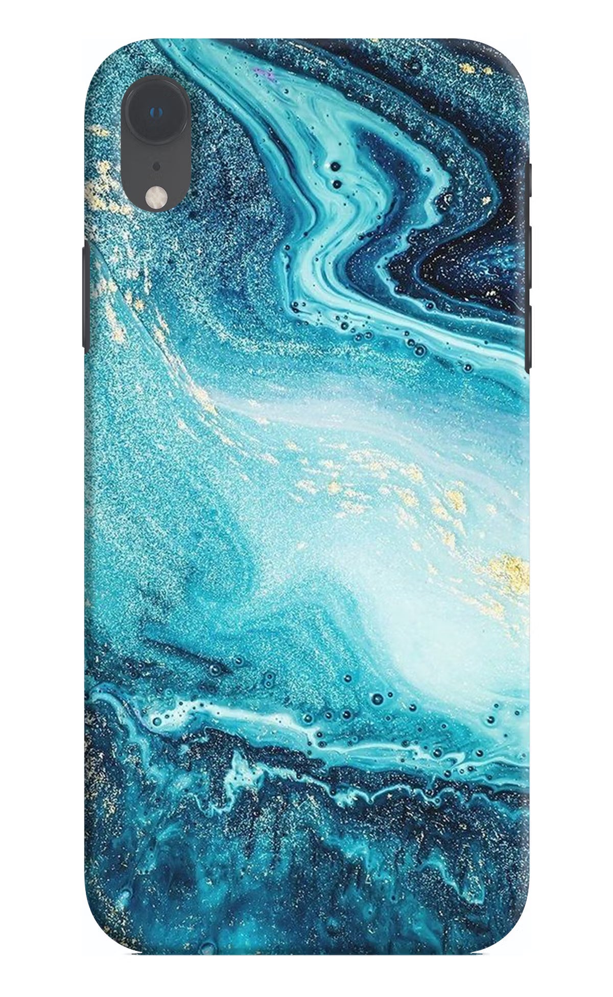Blue Glitter Marble iPhone XR Hard Case Back Cover by Casekaro