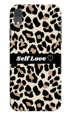 Leopard Print Self Love iPhone XR Hard Case Back Cover by Casekaro