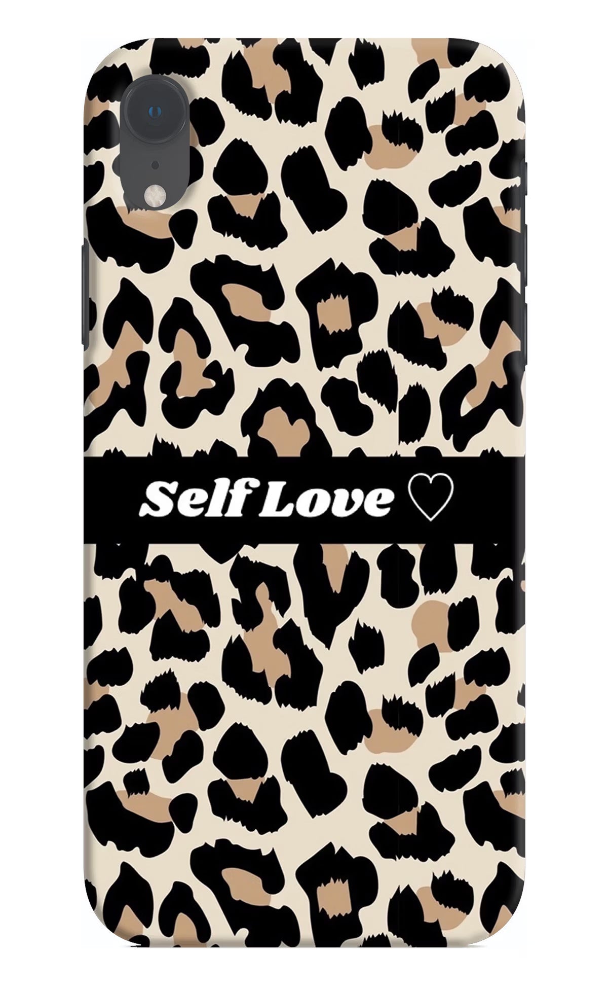 Leopard Print Self Love iPhone XR Hard Case Back Cover by Casekaro