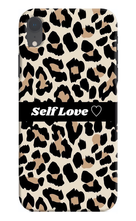 Leopard Print Self Love iPhone XR Hard Case Back Cover by Casekaro