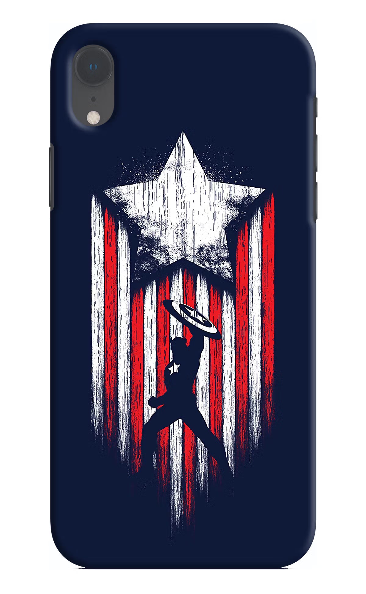 Captain America Marvel Art iPhone XR Hard Case Back Cover by Casekaro