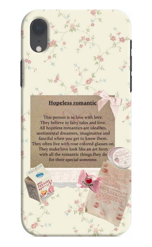 Hopeless Romantic iPhone XR Hard Case Back Cover by Casekaro