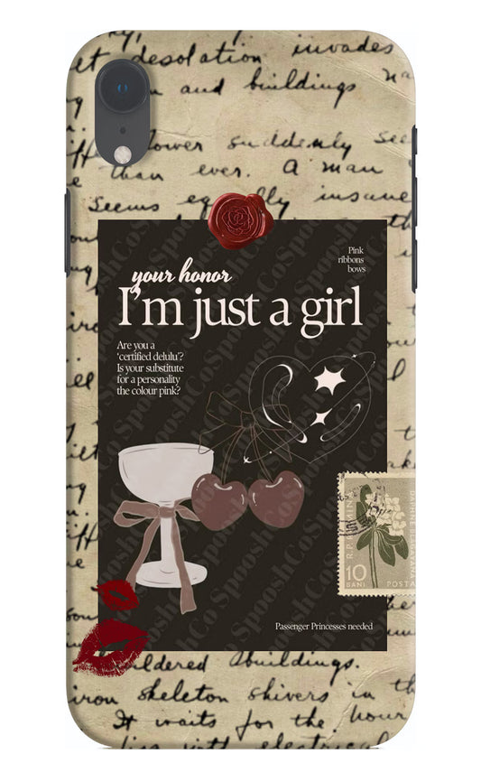 I am just a girl iPhone XR Hard Case Back Cover by Casekaro