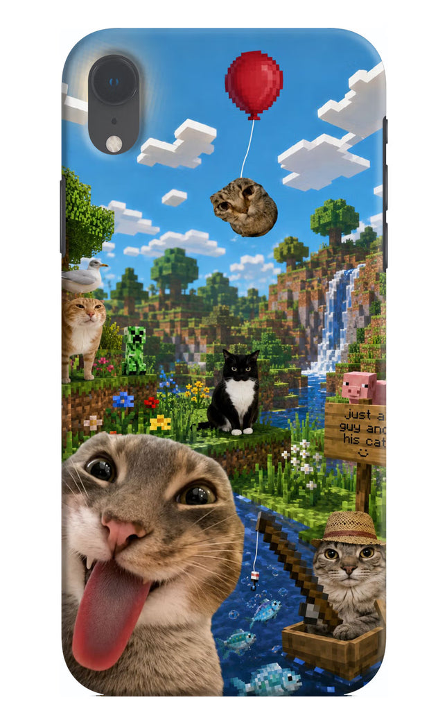 Minecraft Cat Chaos iPhone XR Hard Case Back Cover by Casekaro