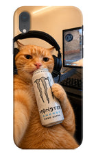 Gamer Cat Energy iPhone XR Hard Case Back Cover by Casekaro