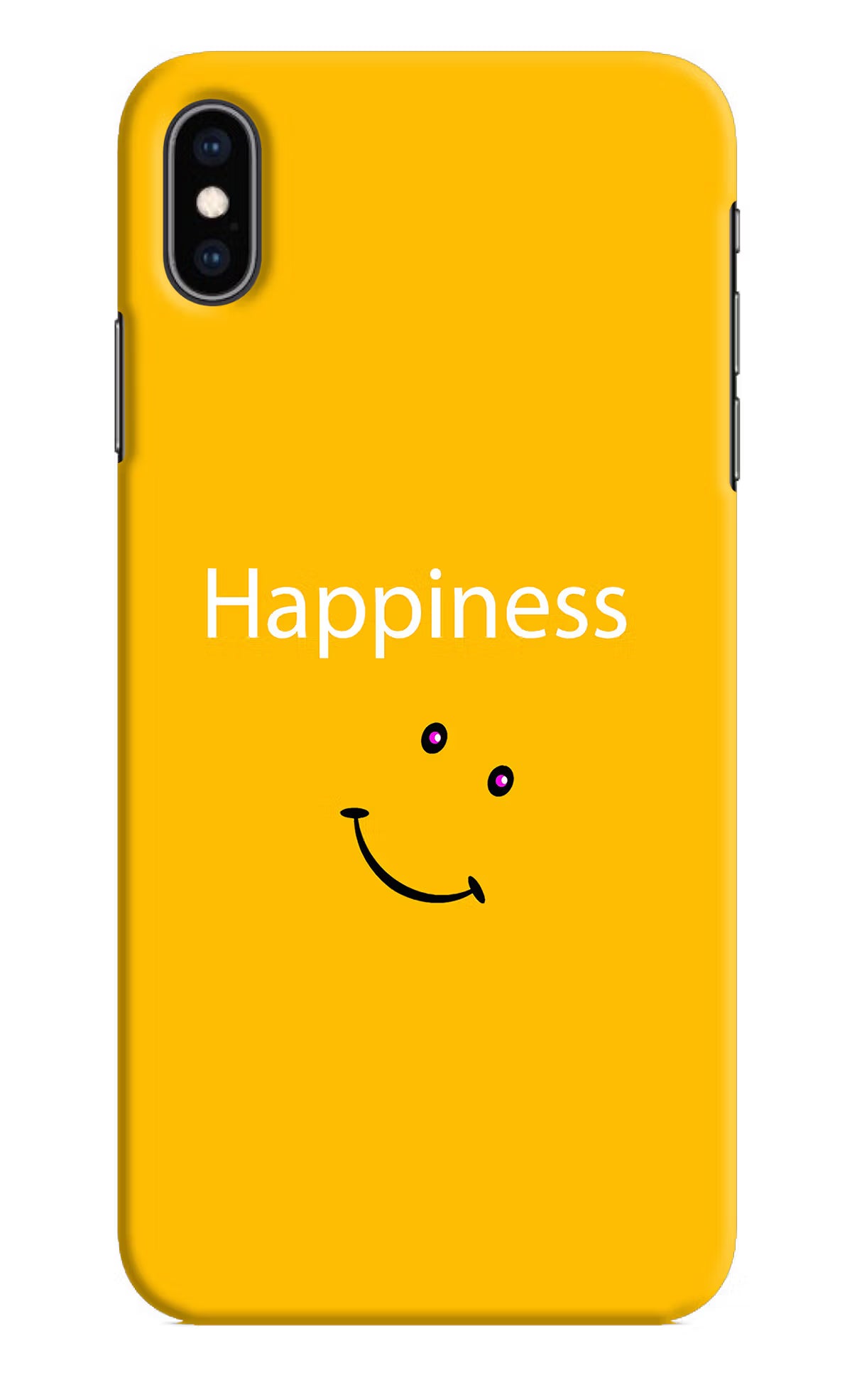 Happiness With Smiley iPhone XS Max Hard Case Back Cover by Casekaro