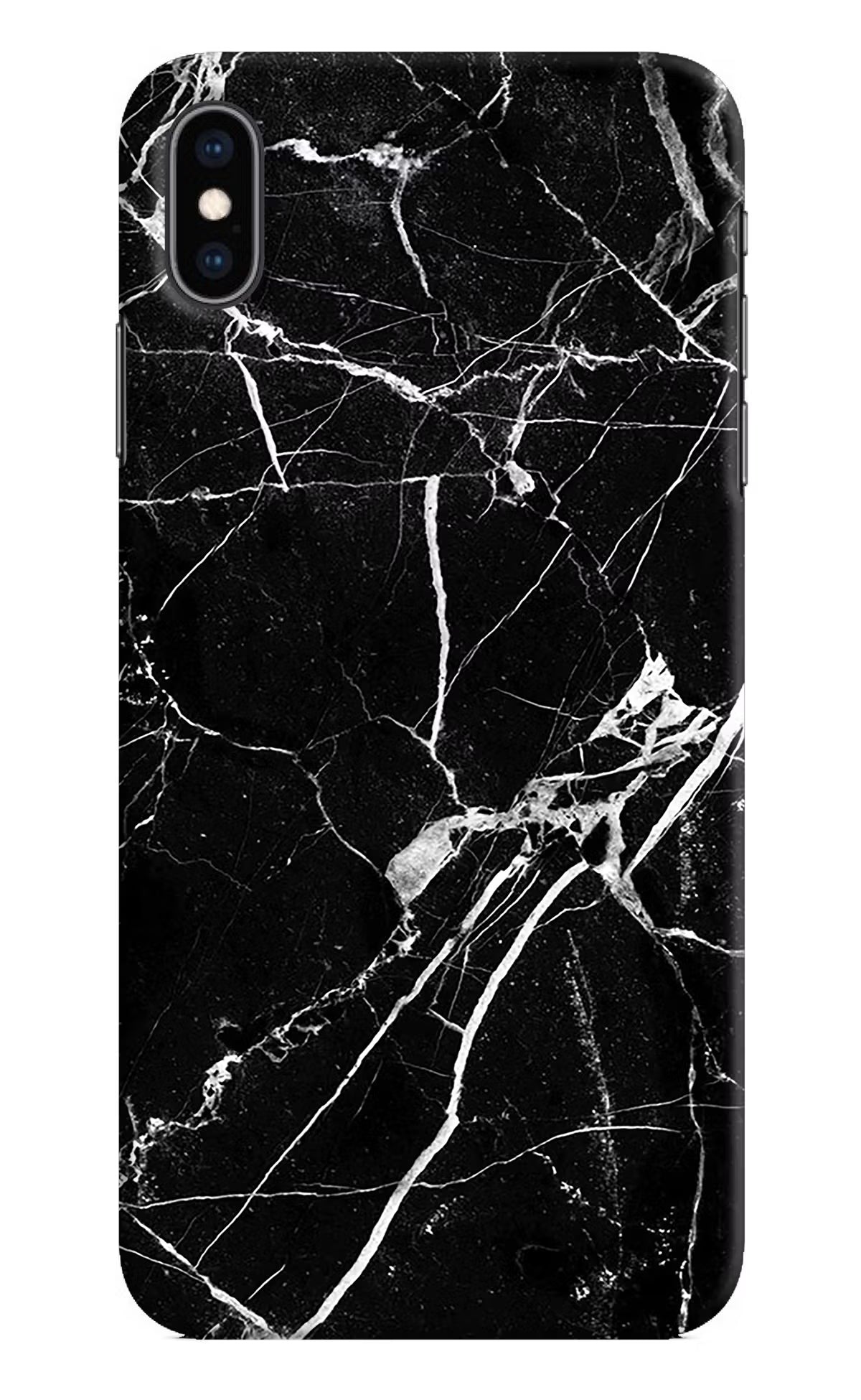 Black Marble Pattern iPhone XS Max Hard Case Back Cover by Casekaro