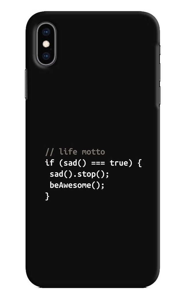 Life Motto Code iPhone XS Max Hard Case Back Cover by Casekaro